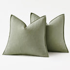 MIULEE Decorative Linen Euro Sham Pillow Covers 24x24 Sage Green | Boho - Image 6