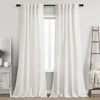 Beige White Linen Curtains 96 Inches Long by Nanspring