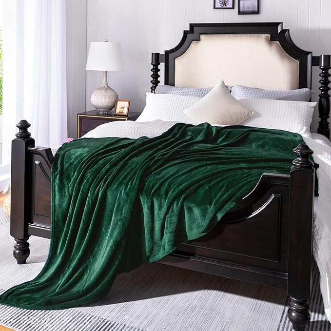 Forest Green Fleece Plush Throw Blanket 90"x90"for Couch Fuzzy Cozy Flannel | by JIAHANNHA