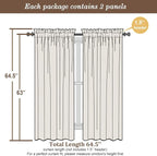 Chyhomenyc White Sheer Curtains 63 Inch Length 2 Panels | Light Filtering - Image 7