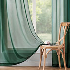 MIULEE Hunter Green Sheer Curtains 54 X 45 Inches, 2 Panels | Solid Color - Image 6