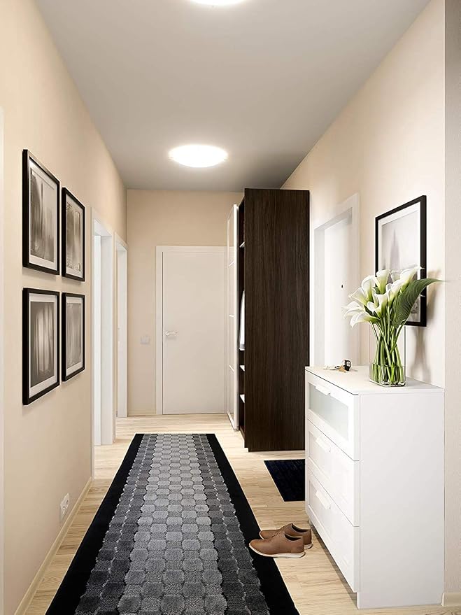 Custom Length Hallway Runner Rug, Slip Resistant, Checkered Black, 26 Inch X 34 - Image 3