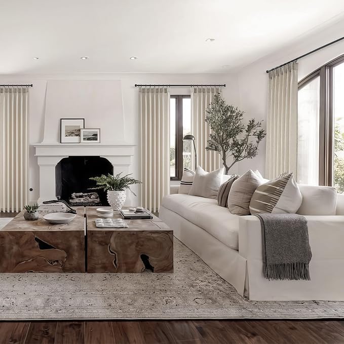 Topfinel Pinch Pleated Curtains 90 Inches Long 2 Panels Set, Oatmeal Semi Sheer - Image 7
