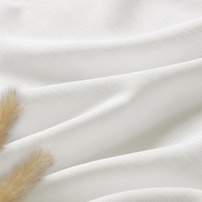 Off White Semi Sheer Linen Curtains 72 inch Length - Image 5