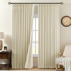 AUSSPVOCT Pinch Pleated 95 Inch Linen Curtains 100% Blackout by AUSSPVOCT