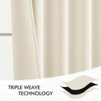 MIULEE Beige White Back Tab Blackout Curtains 52x63 Inches Long 2 Panel Set | - Image 7