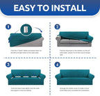 Stretch Loveseat Couch Cover, 2 Cushion Couch Slipcover, Peacock Blue | 1-Piece - Image 7