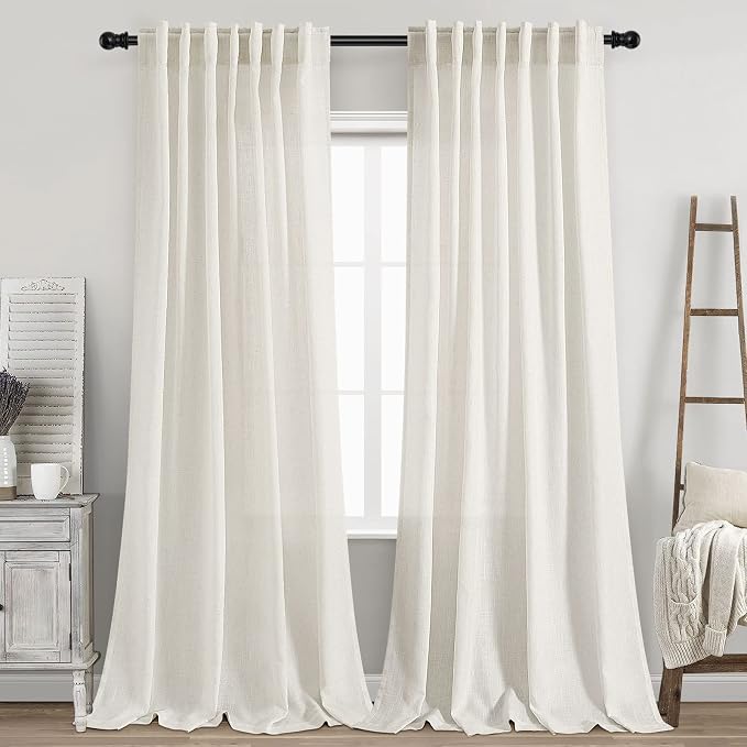 Semi Sheer Linen Curtains 90 Inches Long by Nanspring