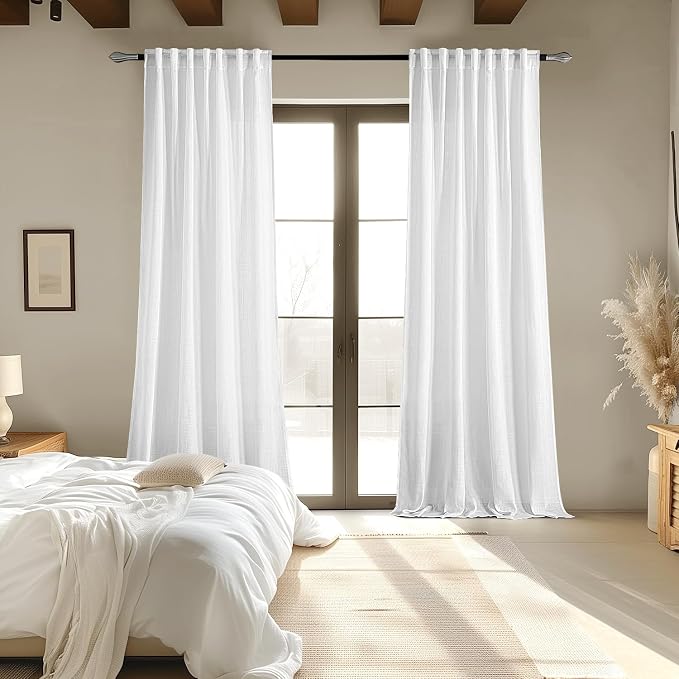 MIULEE White Linen Curtains 100 Inch Long 2 Panels - Image 6