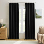 Black Blackout Curtains 150 Inches Long by KEQIAOSUOCAI