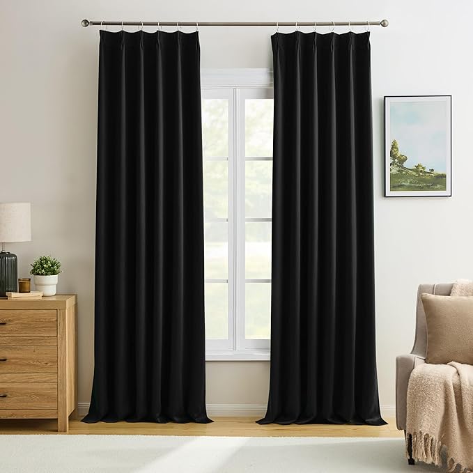 Black Blackout Curtains 150 Inches Long by KEQIAOSUOCAI
