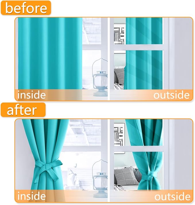 Blackout Curtains for Bedroom, 38 x 84 Inches Long, Turquoise | Thermal - Image 4