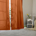 Orange Sheer Curtains 96 Inches Long 2 Panels, Light Filtering Voile Airy - Image 2