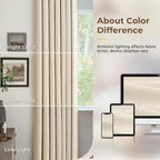 INOVADAY Linen Textured 100% Blackout Sliding Door Curtains 102x84 Cream | 1 - Image 9