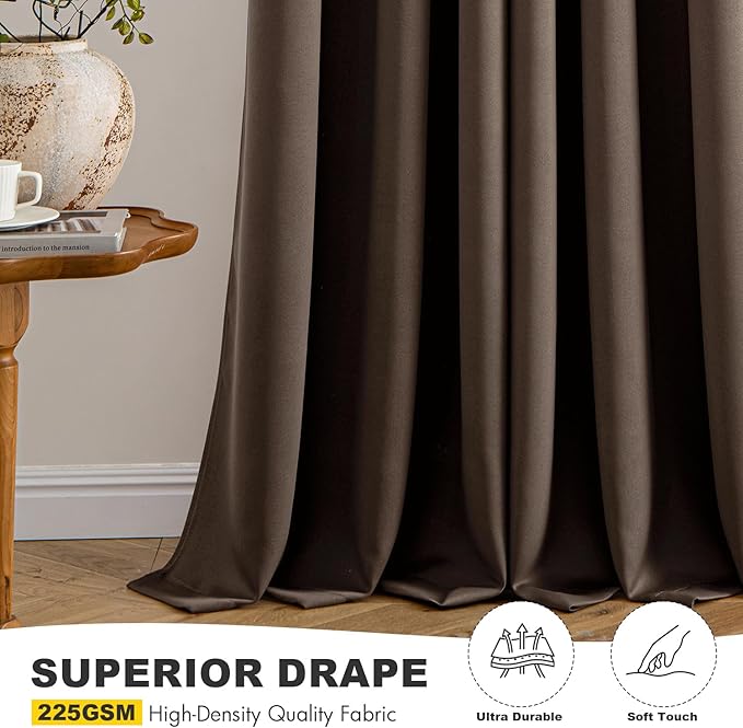 MIULEE Blackout Curtains for Bedroom 2 Panels 40"x84" Long Chocolate Brown | - Image 5