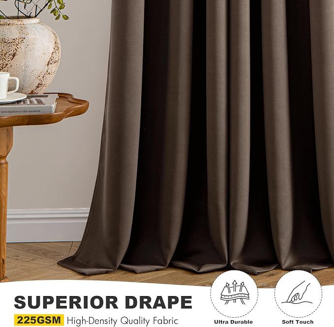 MIULEE Blackout Curtains for Bedroom 2 Panels 40"x72" Long Chocolate Brown | - Image 5
