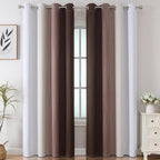 Brown and Greyish White Blackout Curtains 52x102 2 Panels | Ombre Curtains - Image 2
