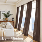 MIULEE Chocolate Sheer Curtains 84 Inches Long 4 Panels 42 x 84 Inches | Light - Image 4