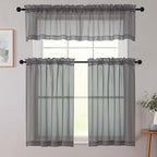 Grey Kitchen Curtains 30 Inch Length Tier 2 PCS, Solid Soft Half Curtains - Image 8