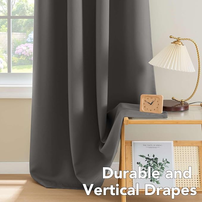 H.VERSAILTEX Charcoal Gray Blackout Curtain Panels - Image 8