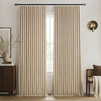 MIULEE Taupe Pinch Pleated 100% Blackout Linen Curtains 40x96 Inches | Room by MIULEE