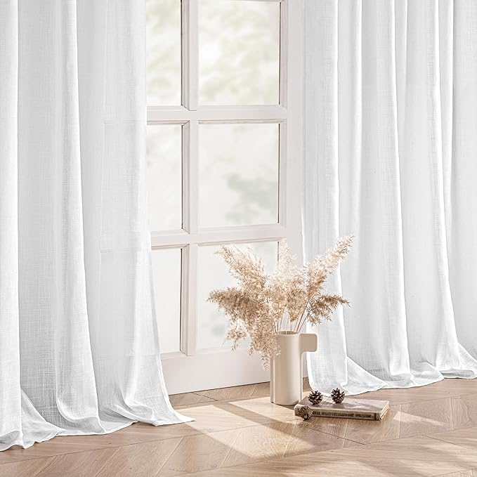 MIULEE White Linen Curtains 120 Inch Long 2 Panels - Image 5