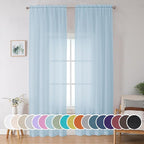 Sheer Curtains 96 inches Long for Bedroom Living Room, Solid Light Filtering by OWENIE