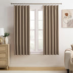 Blackout Bedroom Curtains 63 Inches Long, Thermal Insulated Short Pinch Pleated by KEQIAOSUOCAI