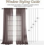 Chocolate Sheer Curtains 120 Inches Long 2 Panels Set, 59 Inch Extra Wide Soft - Image 2