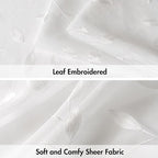 MIULEE White Sheer Curtains 2 Panels Embroidered Leaf Patterned, W52 x L96 | - Image 4