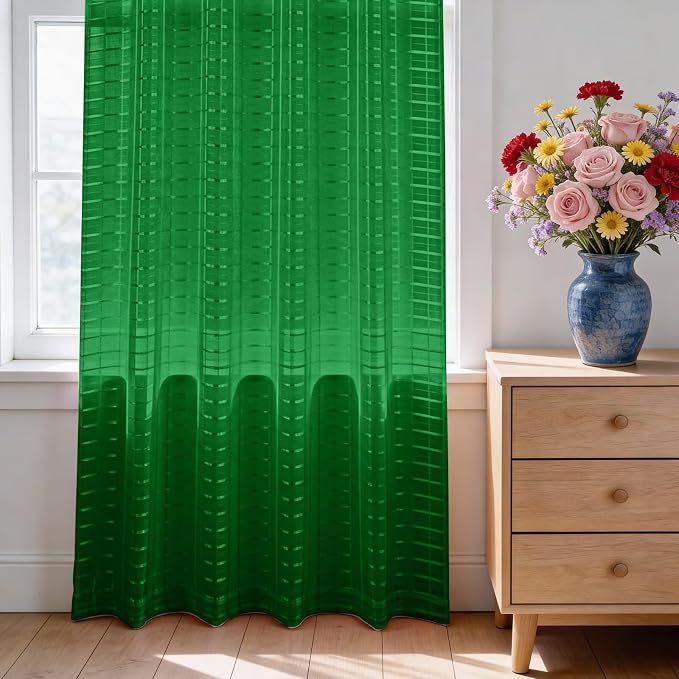 SpaceDresser Check Sheer Curtains 54 Inches Long - Image 3