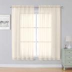 Simplebrand Cream Sheer Curtains, 2 Panels Set by Simplebrand