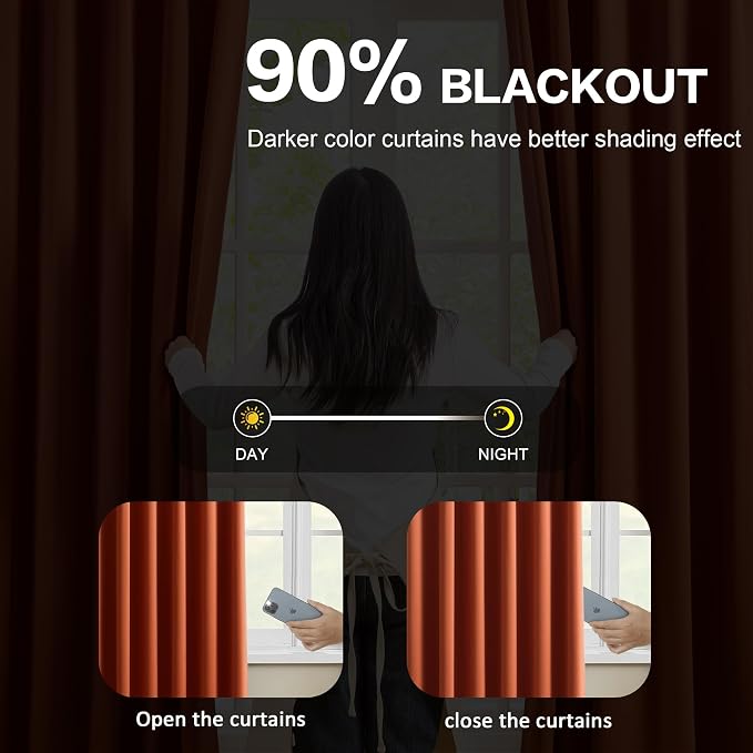 Antique Copper Burnt Orange Pinch Pleated Blackout Curtains - Image 3
