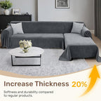 2 Pieces Sectional Couch Covers L Shaped Cover XL Dark Gray | Thick Washable - Image 3