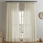 Joydeco Linen Curtains 90 Inch Length 2 Panel Sets, Light Filtering Curtains by JOYDECO