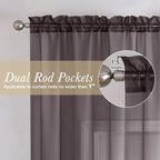 Chocolate Sheer Curtains 96 Inches Long 2 Panels, Voile Breathable Sheer Curtain - Image 2