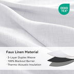 100% Blackout Linen Textured Curtains 63 Inch Long, Bright White | 100% - Image 4
