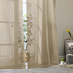 Sheer Taupe Curtains for Bedroom Living Room 63 Inch Length 2 Panels, Airy Soft - Image 8