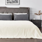 BEDELITE 3D Ribbed Jacquard Cream King Size Blankets - Image 2