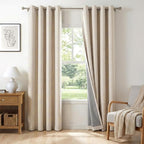 100% Blackout Linen Textured Curtains 80 Inch Long, Oatmeal | 100% Blackout by 100BlackoutShield