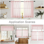Blush Valances for Windows, Blush Sheer Curtains 14 Inch Length 2 Pack Kitchen - Image 6