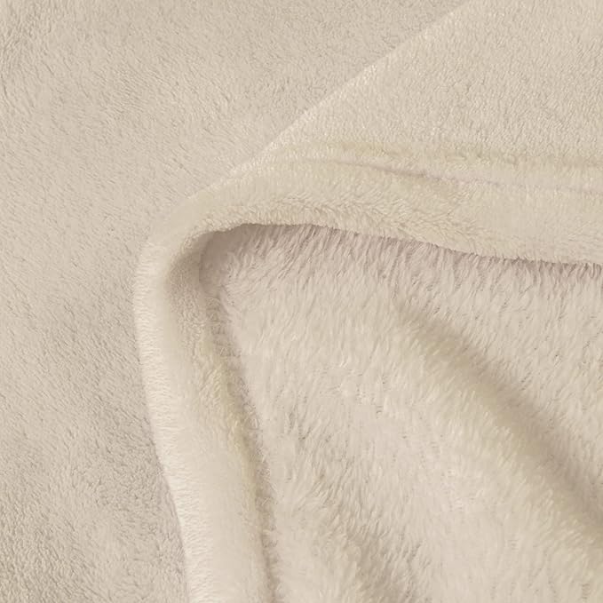 BEDELITE Fleece Blanket Soft Plush Queen Size Bed Blanket Beige 90"x90" | Ultra - Image 5