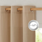NICETOWN Linen Curtains for Windows 90 inch Long, Grommet Semi Sheer Vertical - Image 2