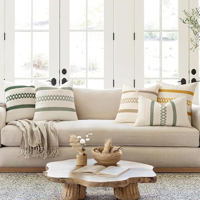 MIULEE Set of 2 Sage Green Boho Decorative Lumbar Pillow Covers 12x24 Inch | - Image 6