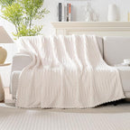 60x80 Inch Beige Twin Blanket - Image 6