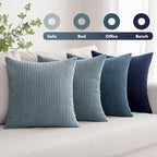 MIULEE Soft Corduroy Decorative Throw Pillow Covers Blue Navy Series 20x20 | - Image 5