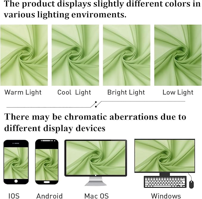 Lime Sheer Curtains 72 Inches Long 2 Panels, Solid Voile Light Filtering Dual - Image 4