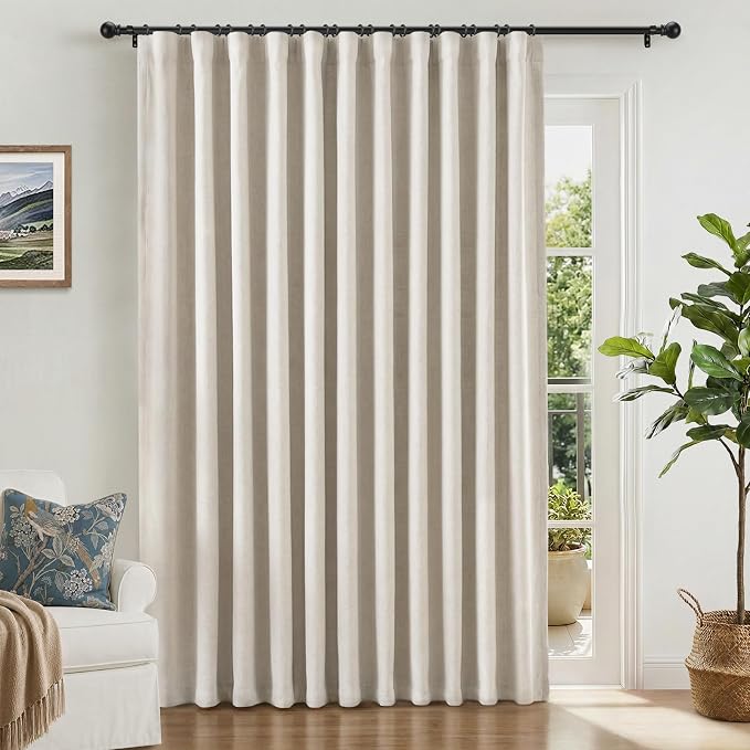 INOVADAY Linen Textured 100% Blackout Sliding Door Curtains 102x84 Beige | 1 by INOVADAY