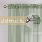 Sage Green Sheer Curtains 78 Inches Long 2 Pcs, Modern Solid Voile Light - Image 4