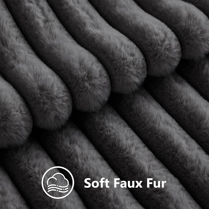 decorUhome Fall Faux Fur Throw Pillow Covers 16x16 Set of 2 Dark Grey | - Image 3